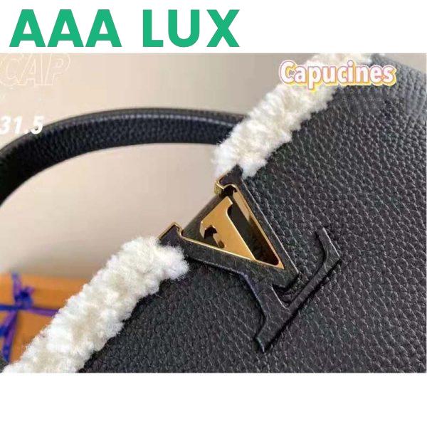 Replica Louis Vuitton LV Women Capucines MM Bag Black Taurillon Leather Shearling Cowhide 9