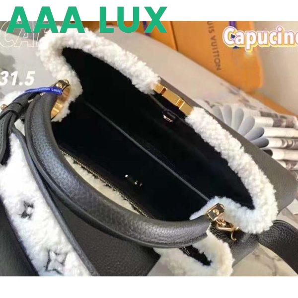 Replica Louis Vuitton LV Women Capucines MM Bag Black Taurillon Leather Shearling Cowhide 10
