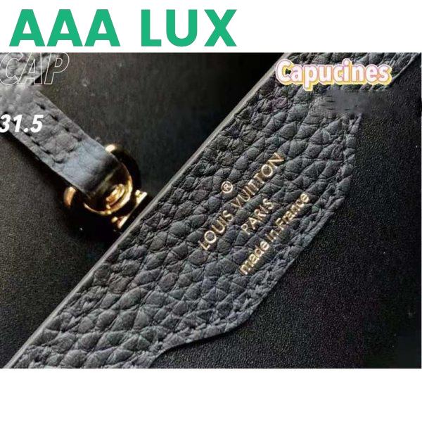 Replica Louis Vuitton LV Women Capucines MM Bag Black Taurillon Leather Shearling Cowhide 11