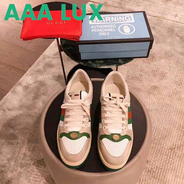 Replica Gucci Men Screener Leather Sneaker 3.6cm Height-Green 5