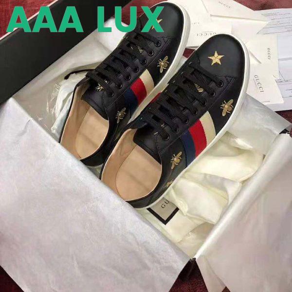 Replica Gucci Men’s Ace Embroidered Sneaker in Black Leather with Bees and Stars 5