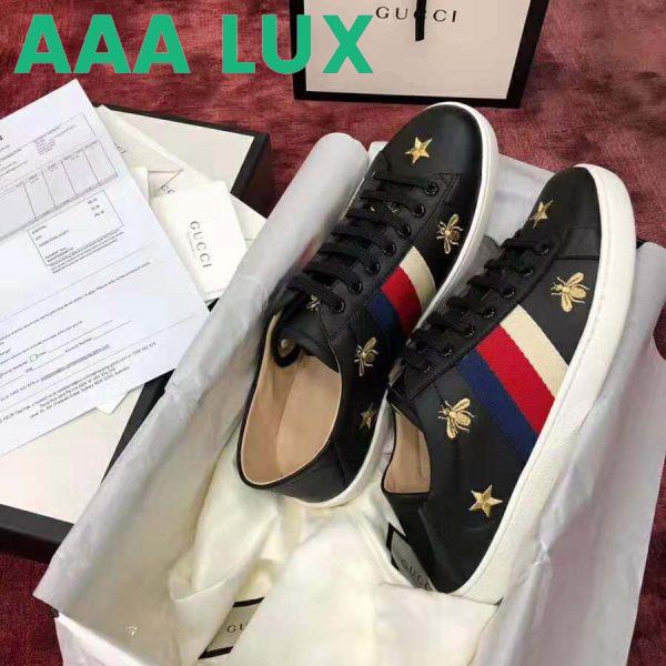 Replica Gucci Men’s Ace Embroidered Sneaker in Black Leather with Bees and Stars 6