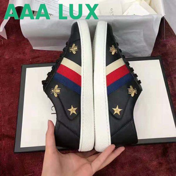Replica Gucci Men’s Ace Embroidered Sneaker in Black Leather with Bees and Stars 7