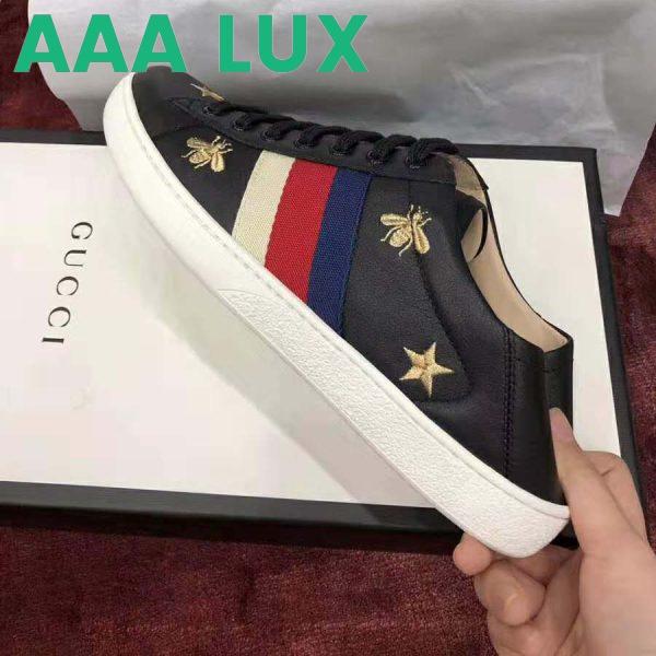 Replica Gucci Men’s Ace Embroidered Sneaker in Black Leather with Bees and Stars 8