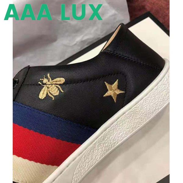 Replica Gucci Men’s Ace Embroidered Sneaker in Black Leather with Bees and Stars 9