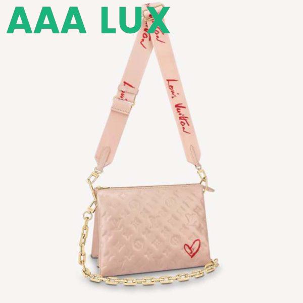 Replica Louis Vuitton LV Unisex Coussin PM Handbag Dragée Light Pink Monogram Embossed Puffy Lambskin
