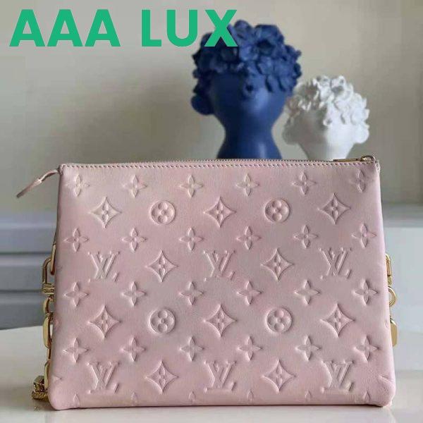 Replica Louis Vuitton LV Unisex Coussin PM Handbag Dragée Light Pink Monogram Embossed Puffy Lambskin 4