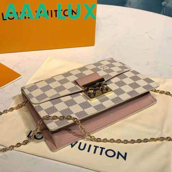 Replica Louis Vuitton LV Unisex Croisette Chain Wallet Rose Ballerine Pink Damier Azur Coated Canvas 6