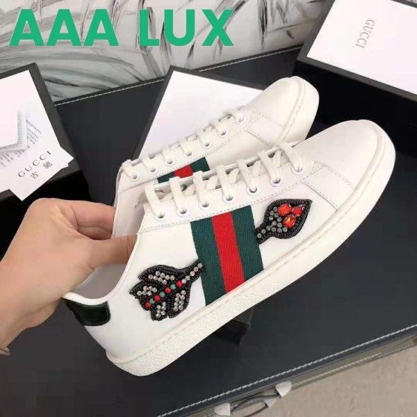 Replica Gucci Unisex Ace Embroidered Sneaker with Arrow Appliqués-White 7