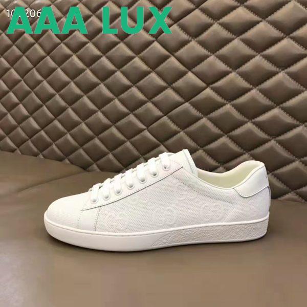 Replica Gucci Unisex Ace GG Embossed Sneaker White GG Embossed Leather Rubber Sole 5