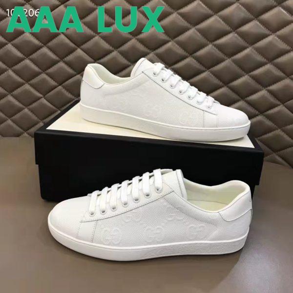 Replica Gucci Unisex Ace GG Embossed Sneaker White GG Embossed Leather Rubber Sole 6