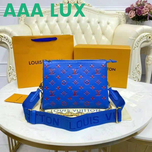 Replica Louis Vuitton LV Unisex Cruissin PM Handbag Blue Red Monogram Embossed Puffy Lambskin 6