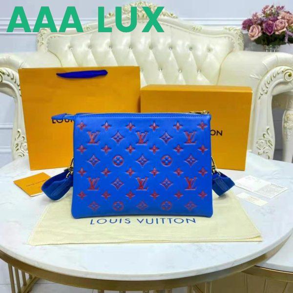 Replica Louis Vuitton LV Unisex Cruissin PM Handbag Blue Red Monogram Embossed Puffy Lambskin 7