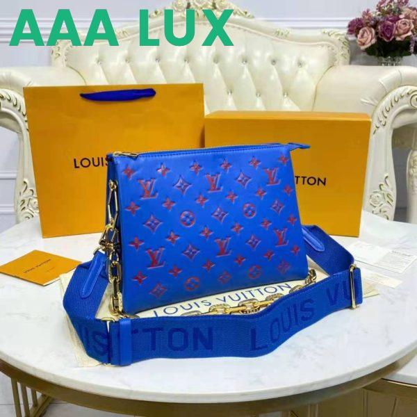 Replica Louis Vuitton LV Unisex Cruissin PM Handbag Blue Red Monogram Embossed Puffy Lambskin 8