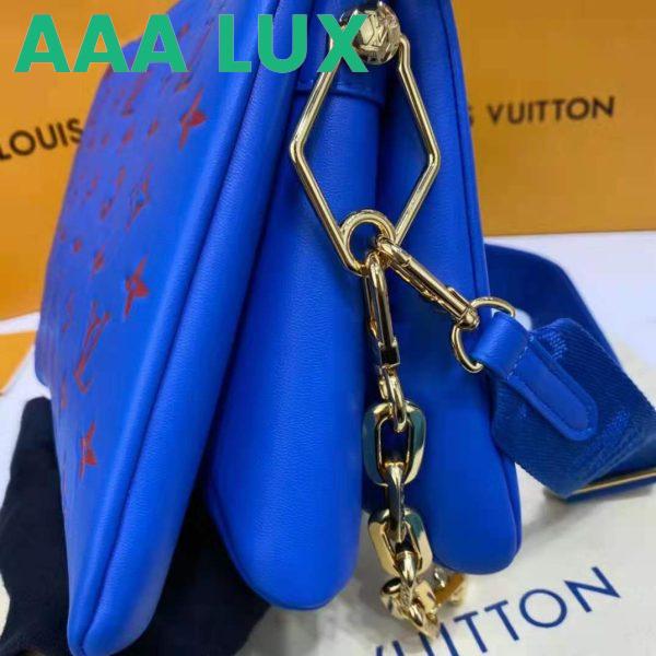 Replica Louis Vuitton LV Unisex Cruissin PM Handbag Blue Red Monogram Embossed Puffy Lambskin 10