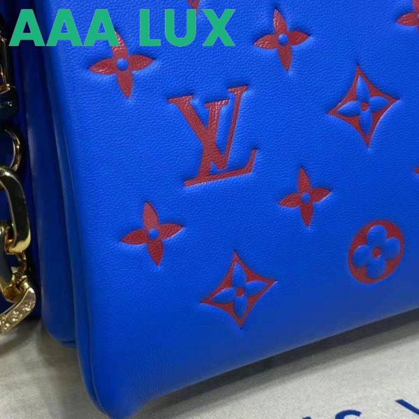 Replica Louis Vuitton LV Unisex Cruissin PM Handbag Blue Red Monogram Embossed Puffy Lambskin 11