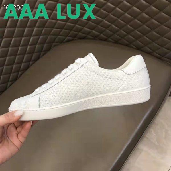 Replica Gucci Unisex Ace GG Embossed Sneaker White GG Embossed Leather Rubber Sole 11