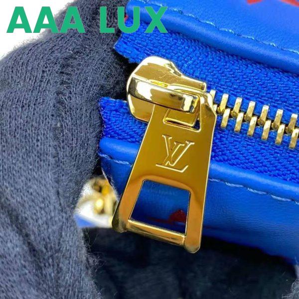 Replica Louis Vuitton LV Unisex Cruissin PM Handbag Blue Red Monogram Embossed Puffy Lambskin 14