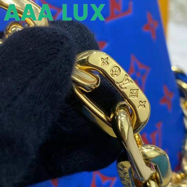 Replica Louis Vuitton LV Unisex Cruissin PM Handbag Blue Red Monogram Embossed Puffy Lambskin 19