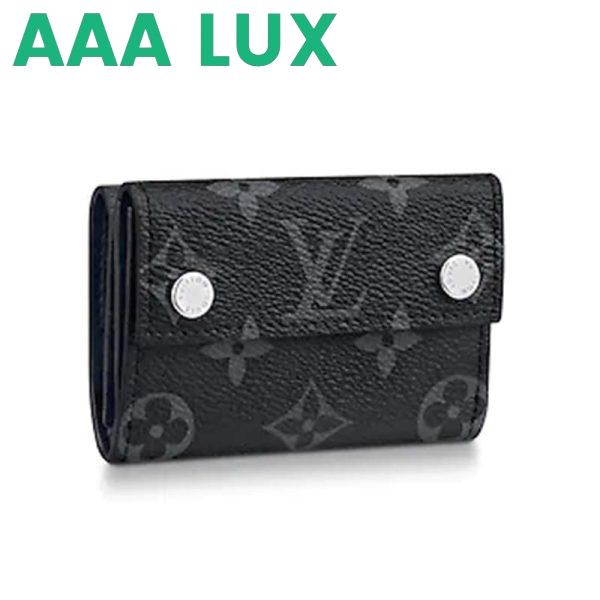 Replica Louis Vuitton LV Unisex Discovery Compact Wallet Monogram Eclipse Coated Canvas