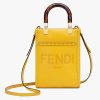 Replica Fendi Women Mini Sunshine Shopper Yellow Leather Mini Bag