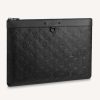 Replica Louis Vuitton LV Unisex Discovery Pochette Black Monogram Shadow Calf Leather