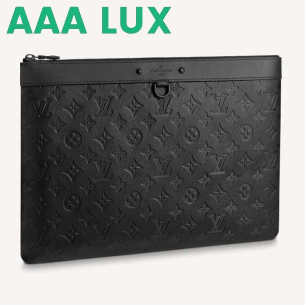 Replica Louis Vuitton LV Unisex Discovery Pochette Black Monogram Shadow Calf Leather