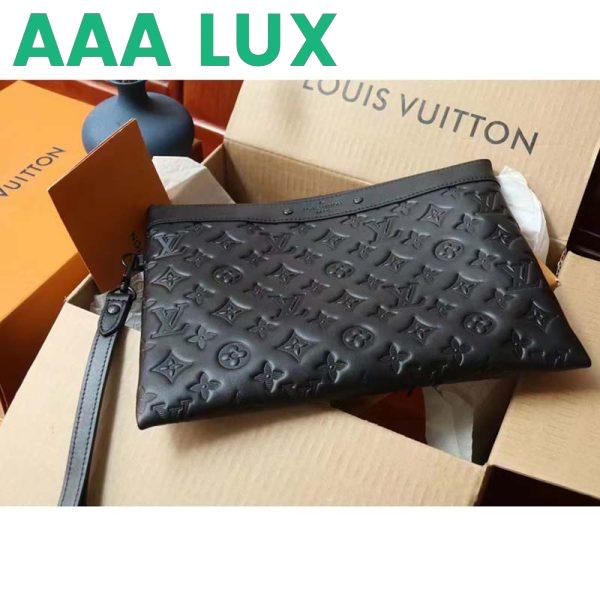Replica Louis Vuitton LV Unisex Discovery Pochette Black Monogram Shadow Calf Leather 3