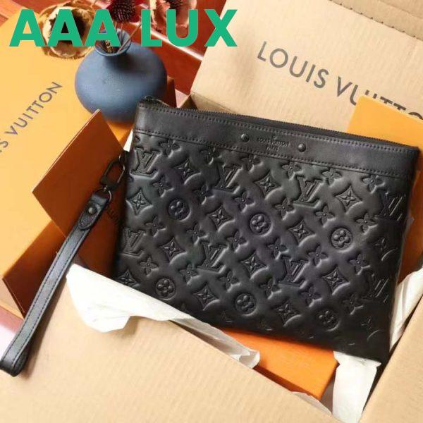 Replica Louis Vuitton LV Unisex Discovery Pochette Black Monogram Shadow Calf Leather 4