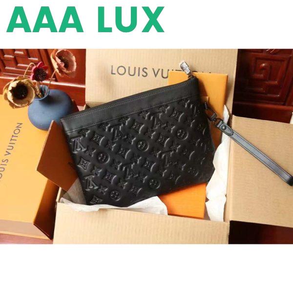 Replica Louis Vuitton LV Unisex Discovery Pochette Black Monogram Shadow Calf Leather 5