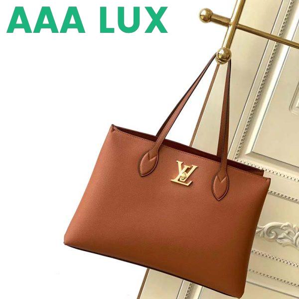 Replica Louis Vuitton LV Women Lockme Shopper Chataigne Brown Grained Calf Leather 4