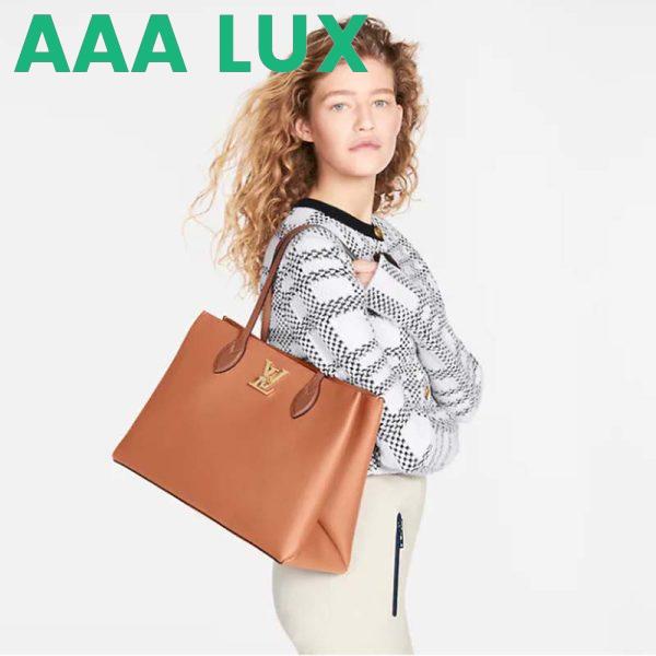 Replica Louis Vuitton LV Women Lockme Shopper Chataigne Brown Grained Calf Leather 13