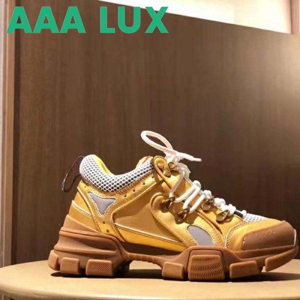 Replica Gucci Unisex Flashtrek Sneaker in Gold Metallic Leather 5.6 cm Heel 3