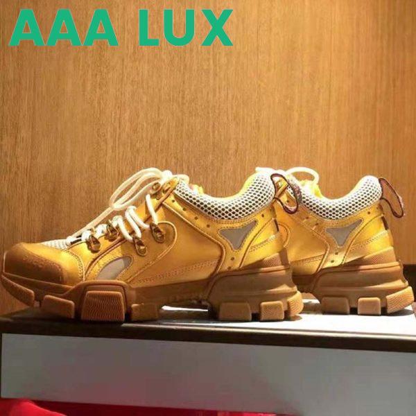 Replica Gucci Unisex Flashtrek Sneaker in Gold Metallic Leather 5.6 cm Heel 6