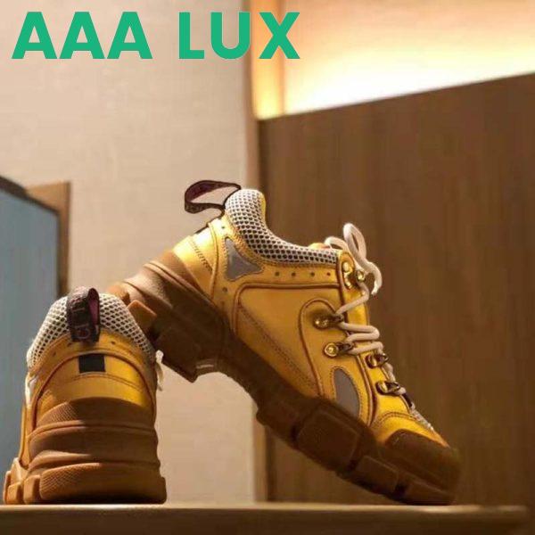 Replica Gucci Unisex Flashtrek Sneaker in Gold Metallic Leather 5.6 cm Heel 8