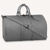 Replica Louis Vuitton LV Unisex Keepall 50B Black Nylon Cowhide Leather Signature Embroidery 15