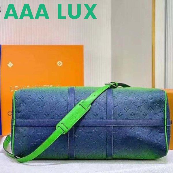 Replica Louis Vuitton LV Unisex Keepall 50B Blue Green Taurillon Cowhide Leather 4