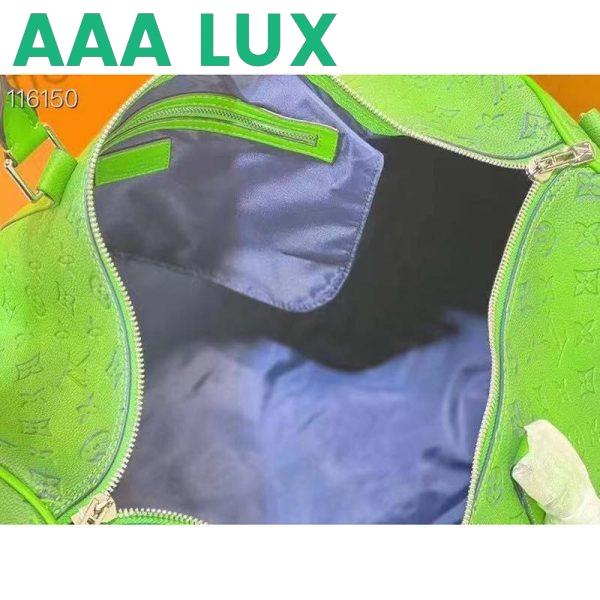 Replica Louis Vuitton LV Unisex Keepall 50B Blue Green Taurillon Cowhide Leather 5