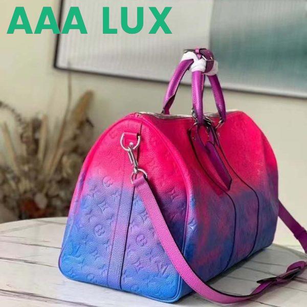 Replica Louis Vuitton LV Unisex Keepall 50B Blue Pink Taurillon Cowhide Leather 5
