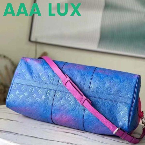 Replica Louis Vuitton LV Unisex Keepall 50B Blue Pink Taurillon Cowhide Leather 6