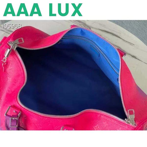 Replica Louis Vuitton LV Unisex Keepall 50B Blue Pink Taurillon Cowhide Leather 7