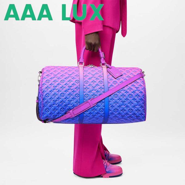 Replica Louis Vuitton LV Unisex Keepall 50B Blue Pink Taurillon Cowhide Leather 13