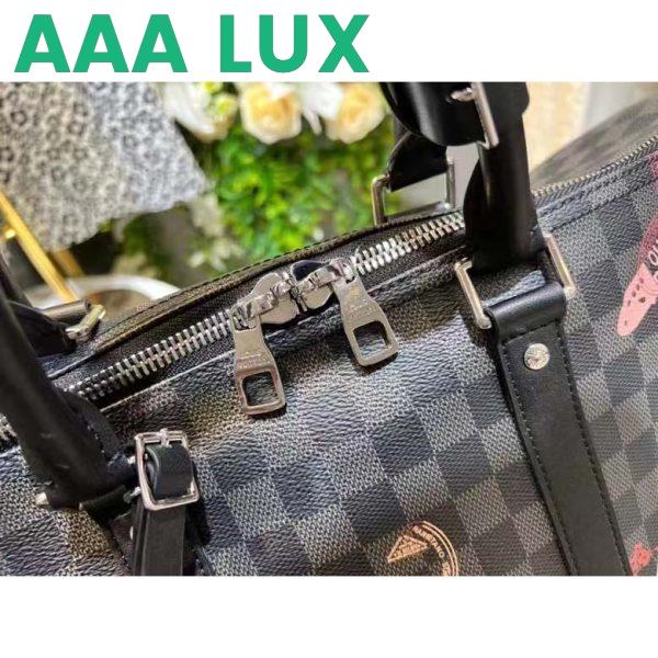 Replica Louis Vuitton LV Unisex Keepall 50B Damier Graphite Stamps Coated Canvas 10