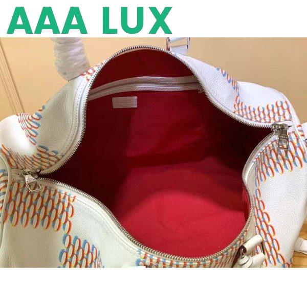 Replica Louis Vuitton LV Unisex Keepall 50B White Damier Spray Cowhide Leather Textile Lining 8