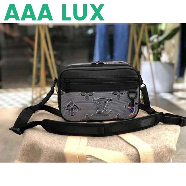 Replica Louis Vuitton LV Unisex Expandable Messenger Bag Textile Gray-Black 3