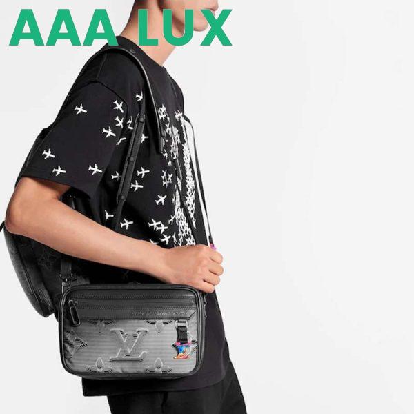 Replica Louis Vuitton LV Unisex Expandable Messenger Bag Textile Gray-Black 9