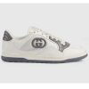 Replica Gucci Unisex GG MAC80 Sneaker Off White Grey Leather Round Toe Rubber Flat