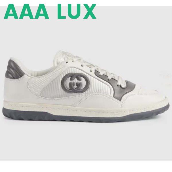 Replica Gucci Unisex GG MAC80 Sneaker Off White Grey Leather Round Toe Rubber Flat 2