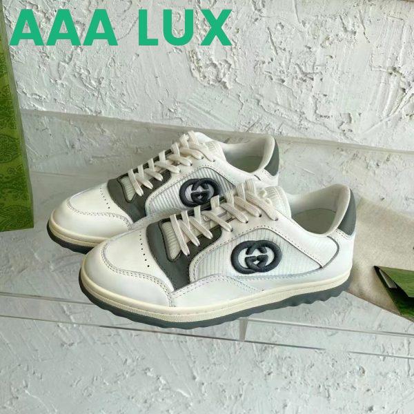 Replica Gucci Unisex GG MAC80 Sneaker Off White Grey Leather Round Toe Rubber Flat 6