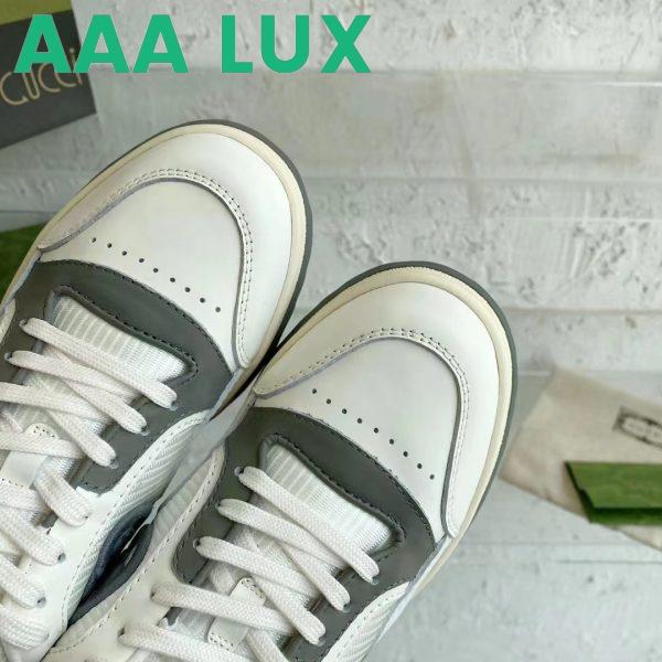 Replica Gucci Unisex GG MAC80 Sneaker Off White Grey Leather Round Toe Rubber Flat 11